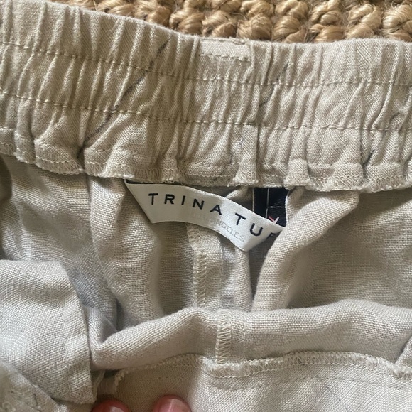 Trina Turk Beige Striped Linen Pants - Picture 4 of 5